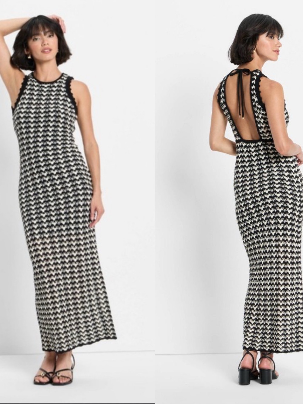 Future Collective 100% Cotton Open Back Crochet Maxi Dress